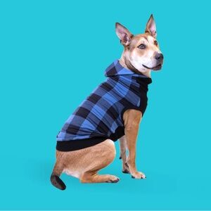 New! The Long Dog Clothing Co. Blue Ox Plaid Cotton Blend Hoodie Size Medium